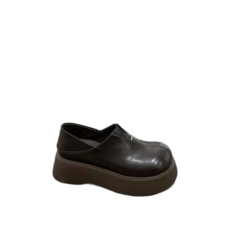 Vintage Soft Leather Thick Bottom JK Shoes Women's 2025 Spring New All-match British Style Round Toe Shoes Casual Loafers - Image 7