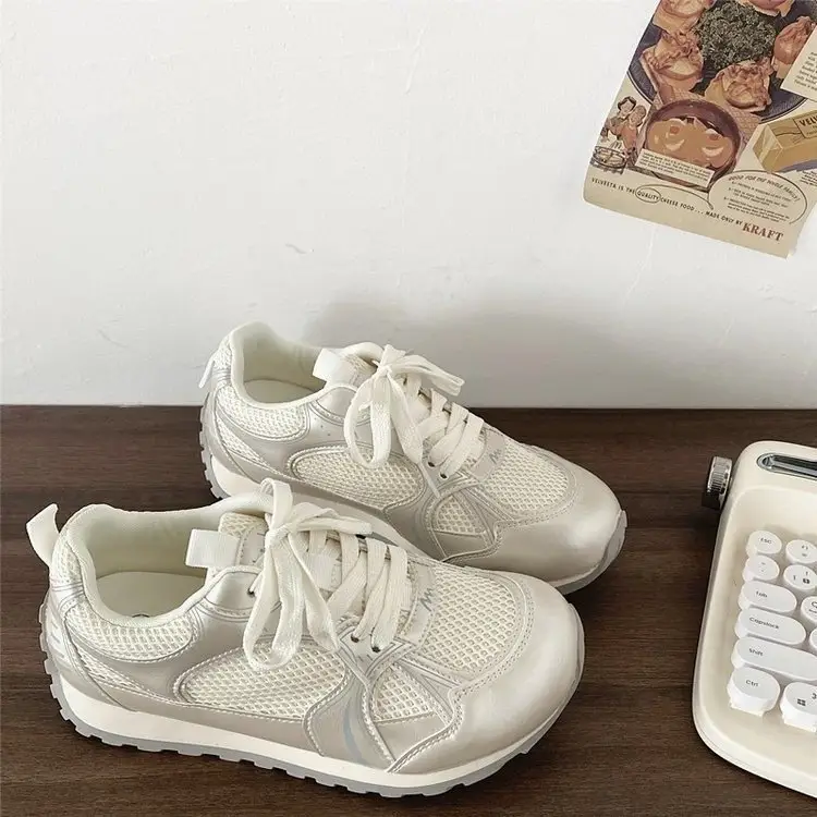 Explosions Joker Bottom Mesh sneaker Women's 2025 New Spring Increased Casual White Lightweight Thick Torre Shoes - Image 2