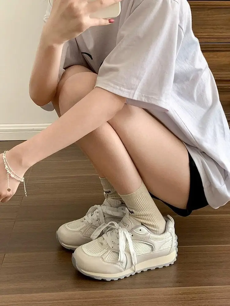 Explosions Joker Bottom Mesh sneaker Women's 2025 New Spring Increased Casual White Lightweight Thick Torre Shoes — feature 12