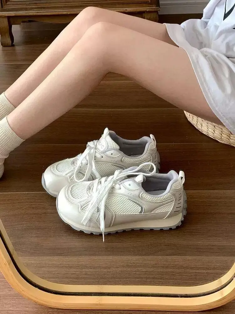 Explosions Joker Bottom Mesh sneaker Women's 2025 New Spring Increased Casual White Lightweight Thick Torre Shoes — feature 13