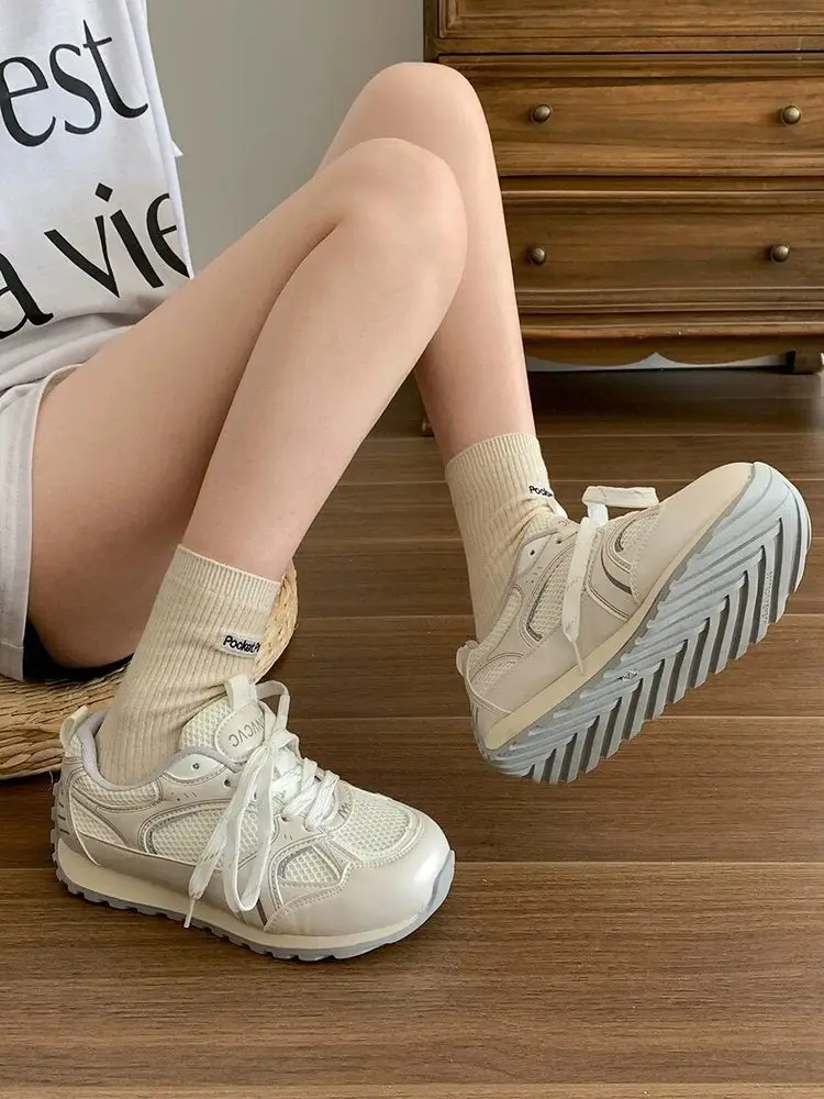 Explosions Joker Bottom Mesh sneaker Women's 2025 New Spring Increased Casual White Lightweight Thick Torre Shoes — feature 14