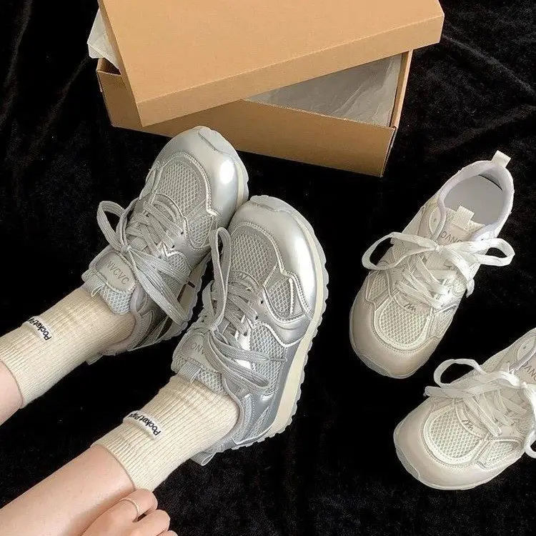 Explosions Joker Bottom Mesh sneaker Women's 2025 New Spring Increased Casual White Lightweight Thick Torre Shoes — feature 3