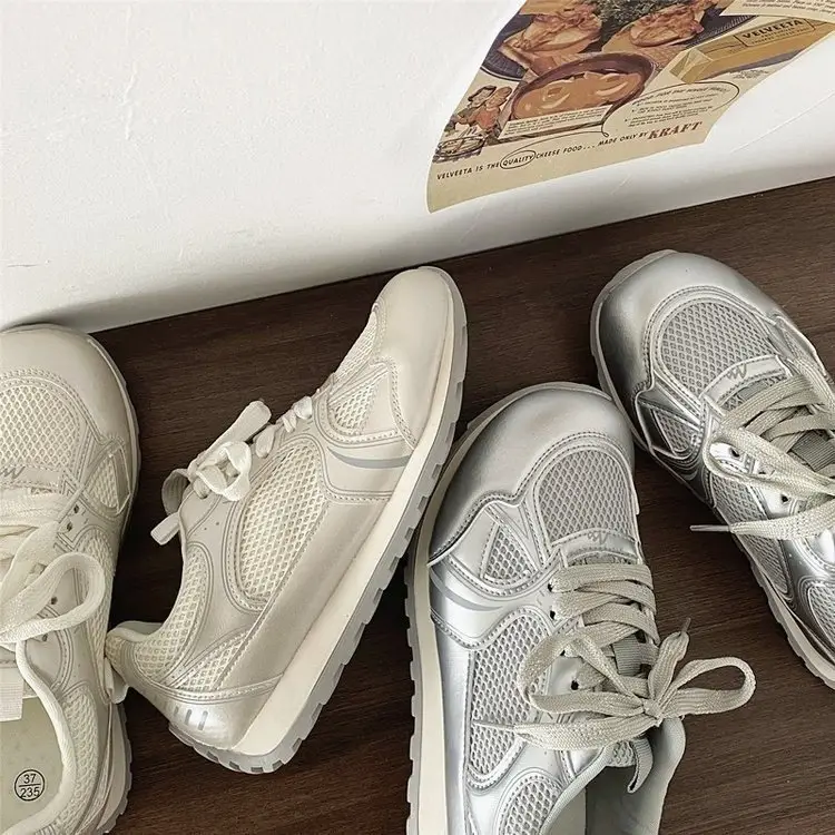 Explosions Joker Bottom Mesh sneaker Women's 2025 New Spring Increased Casual White Lightweight Thick Torre Shoes — feature 8