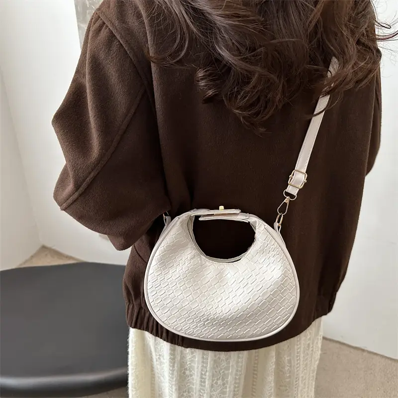 Brown Croc Texture Shoulder Bag for Women 2025 - Image 7