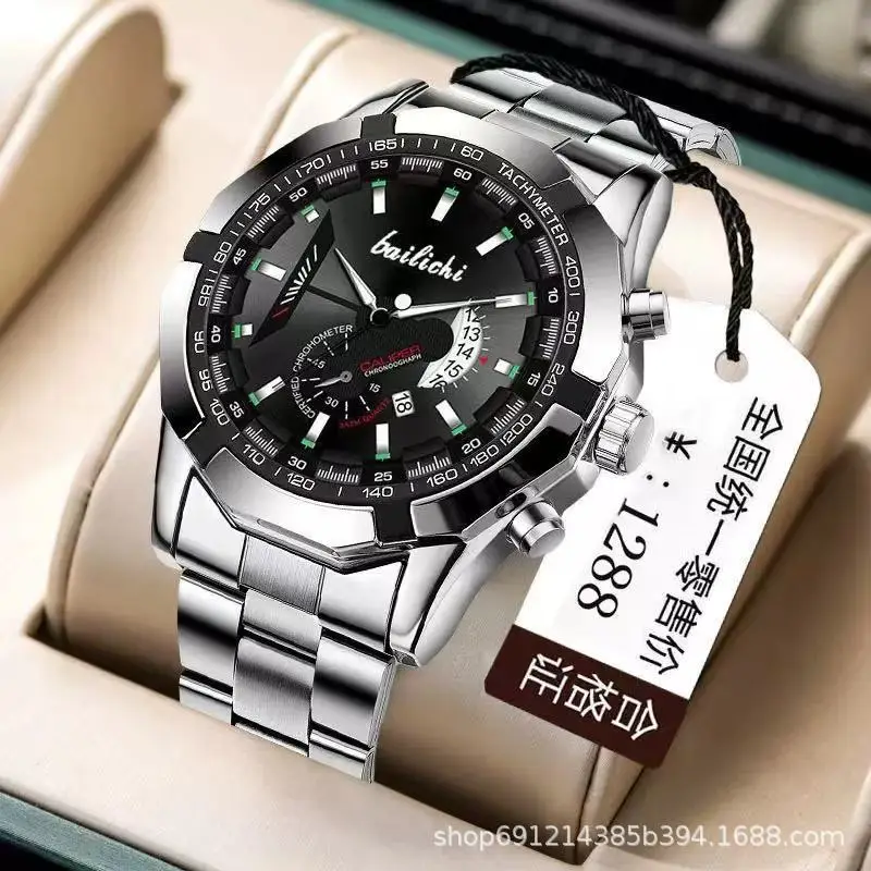 Men's Stainless Steel Chronograph Watch with Calendar & Waterproof - Image 2
