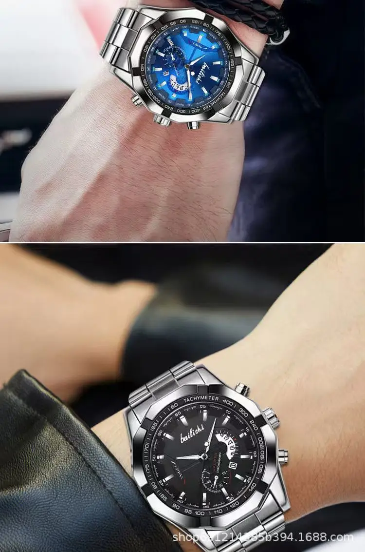 Men's Stainless Steel Chronograph Watch with Calendar & Waterproof — feature 13