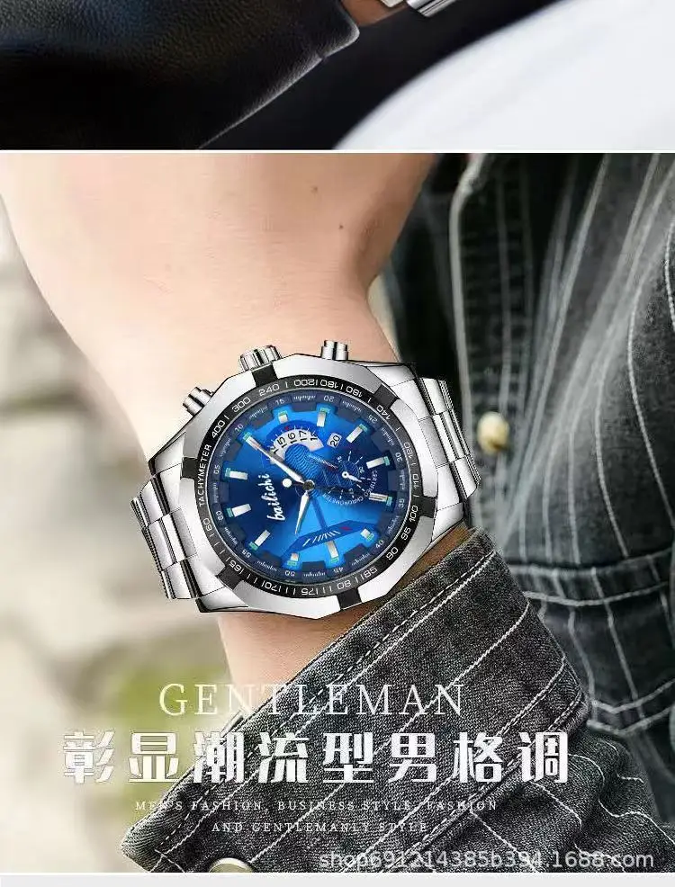 Men's Stainless Steel Chronograph Watch with Calendar & Waterproof — feature 14