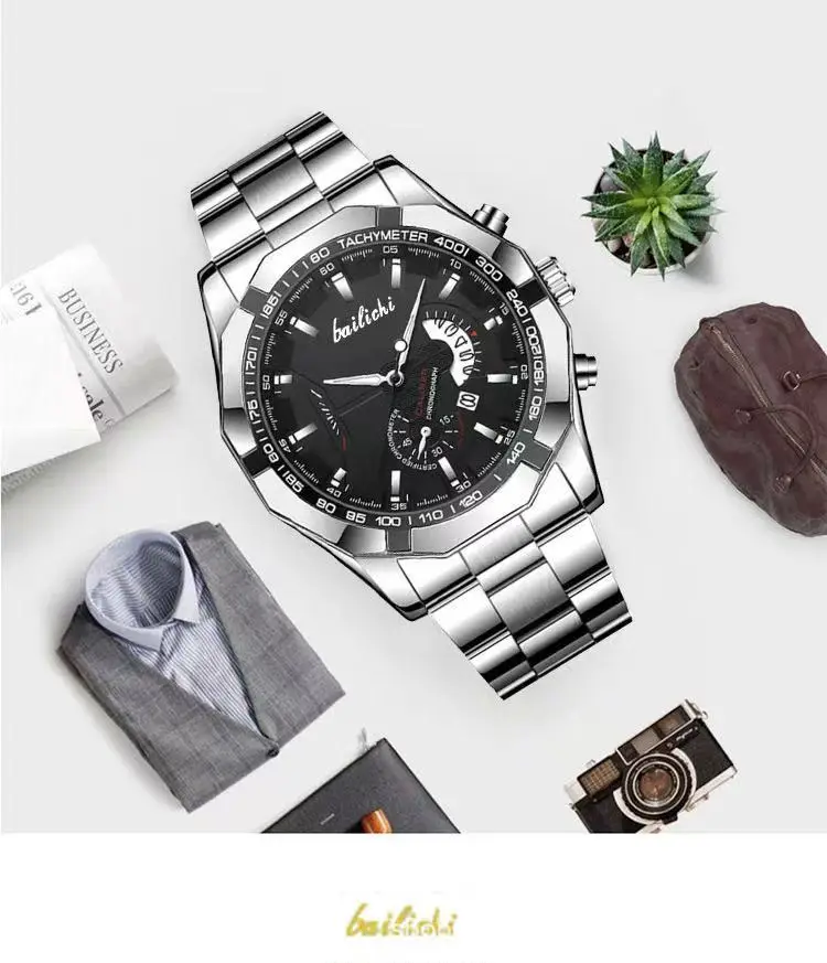 Men's Stainless Steel Chronograph Watch with Calendar & Waterproof — feature 15