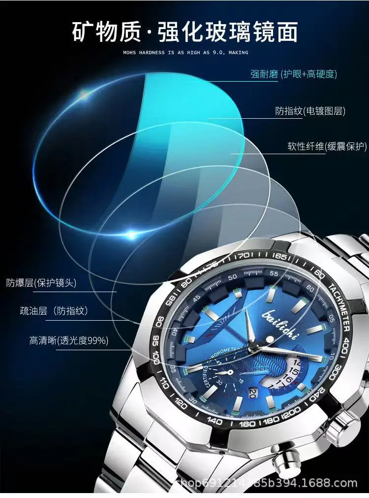 Men's Stainless Steel Chronograph Watch with Calendar & Waterproof — feature 8