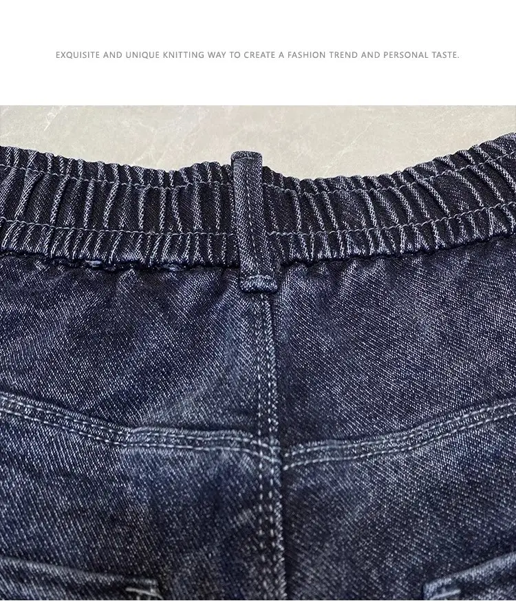 Men Dark Blue Drawstring Jeans with Harlan Logo — feature 10