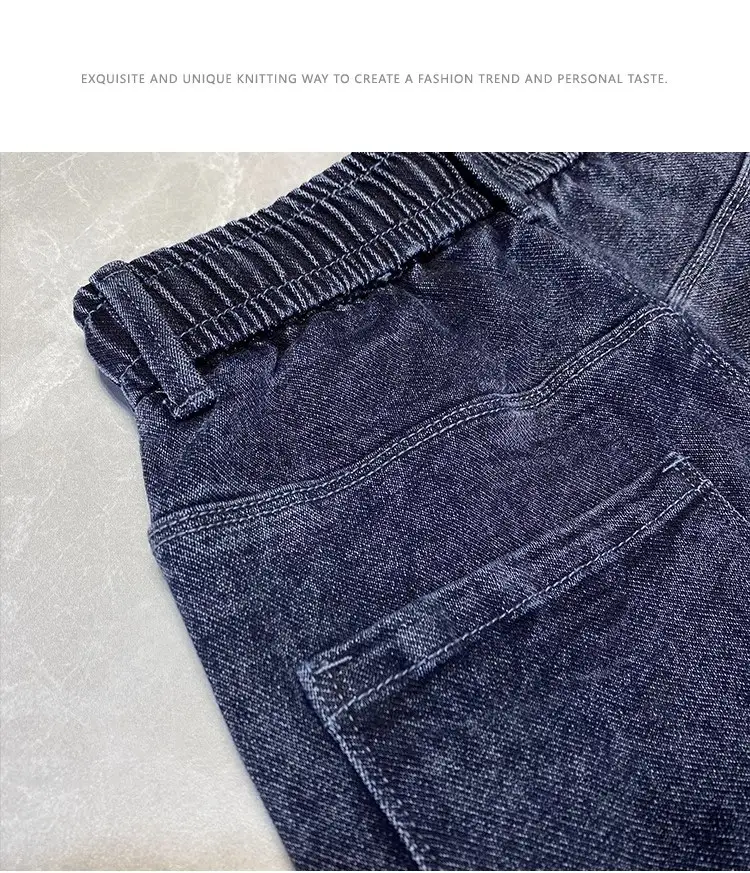 Men Dark Blue Drawstring Jeans with Harlan Logo — feature 11