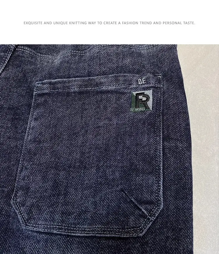 Men Dark Blue Drawstring Jeans with Harlan Logo — feature 13