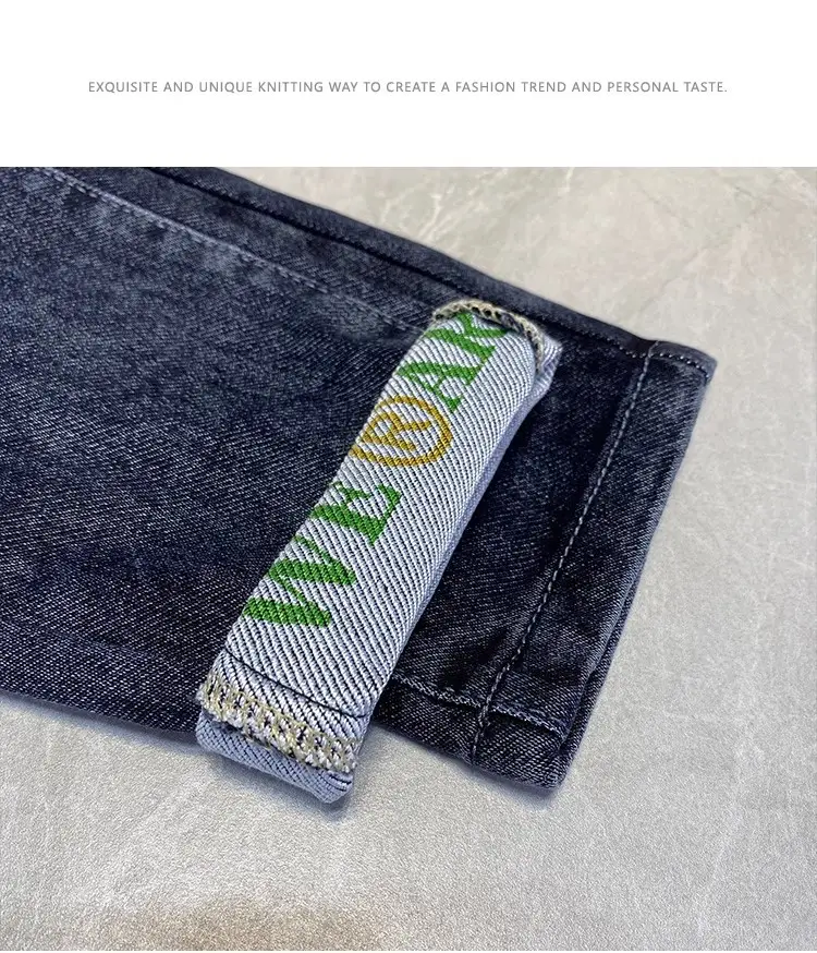 Men Dark Blue Drawstring Jeans with Harlan Logo — feature 14
