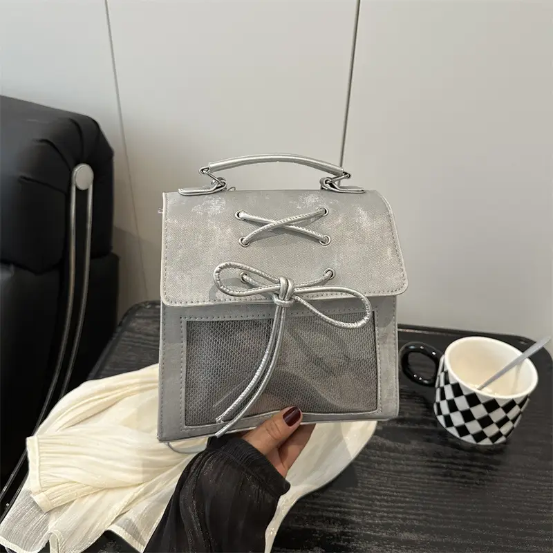 New Japanese Cream Pain Bag Transparent Stitching Daily Backpack Commuter Cute Large Capacity Shoulder Bag Crossbody Bag - Image 5