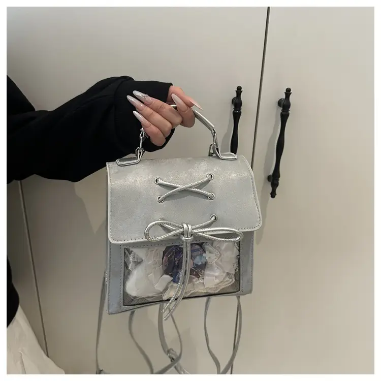 New Japanese Cream Pain Bag Transparent Stitching Daily Backpack Commuter Cute Large Capacity Shoulder Bag Crossbody Bag — feature 15
