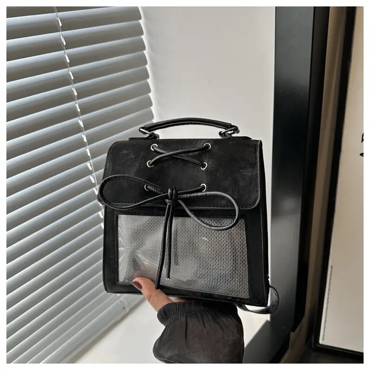 New Japanese Cream Pain Bag Transparent Stitching Daily Backpack Commuter Cute Large Capacity Shoulder Bag Crossbody Bag — feature 22