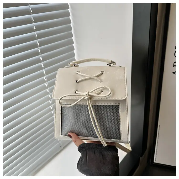 New Japanese Cream Pain Bag Transparent Stitching Daily Backpack Commuter Cute Large Capacity Shoulder Bag Crossbody Bag — feature 23