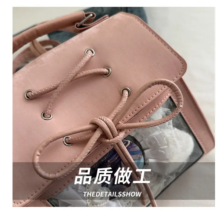 New Japanese Cream Pain Bag Transparent Stitching Daily Backpack Commuter Cute Large Capacity Shoulder Bag Crossbody Bag — feature 4