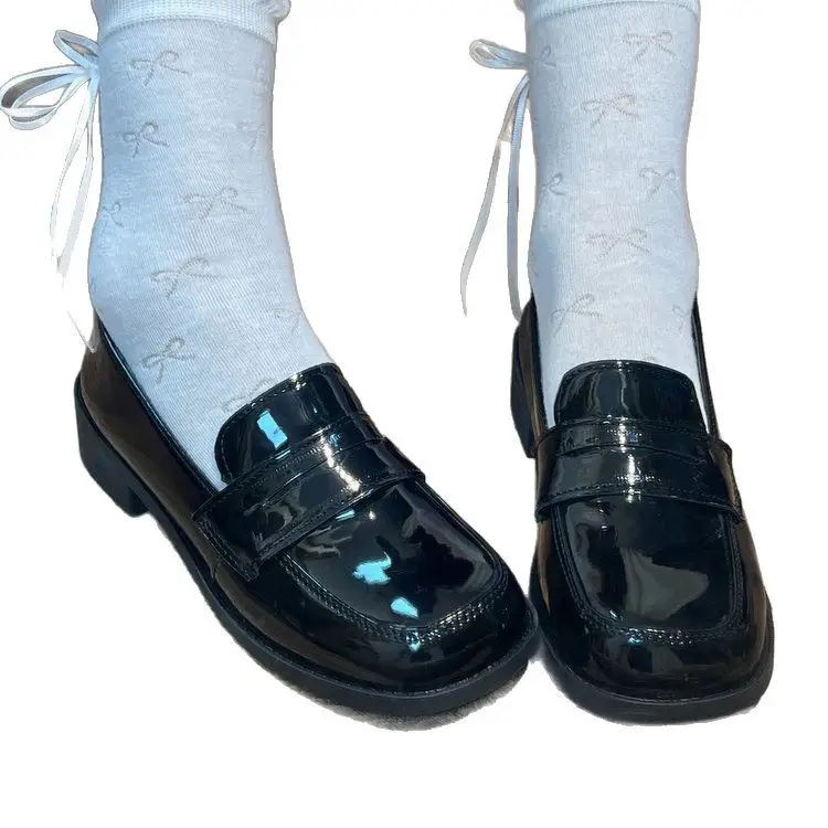 Basic Japanese Retro JK Square Head Thick Bottom Increased British Style Small Leather Shoes Female Student Uniform Shoes Spring New - Image 5