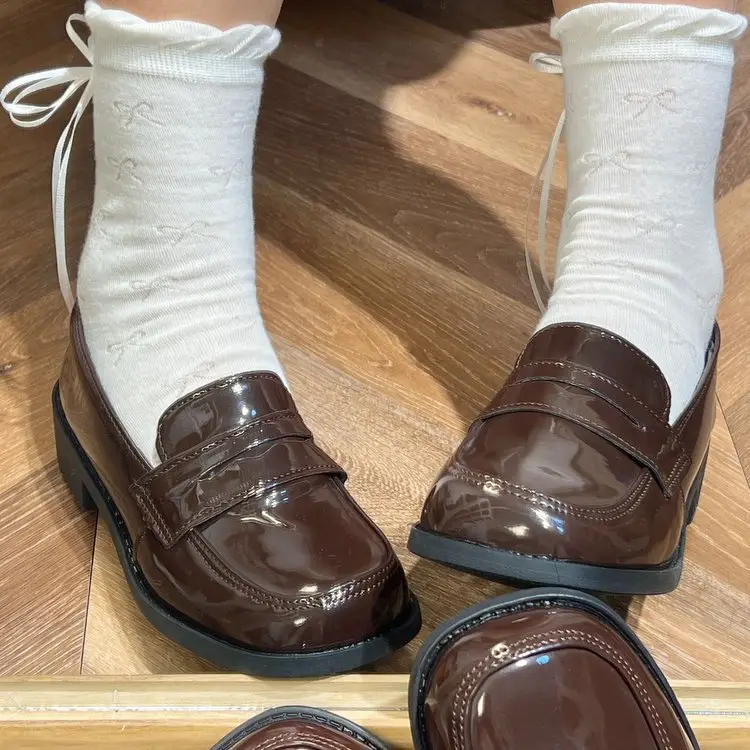 Basic Japanese Retro JK Square Head Thick Bottom Increased British Style Small Leather Shoes Female Student Uniform Shoes Spring New — feature 4