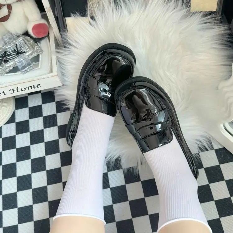Basic Japanese Retro JK Square Head Thick Bottom Increased British Style Small Leather Shoes Female Student Uniform Shoes Spring New — feature 9