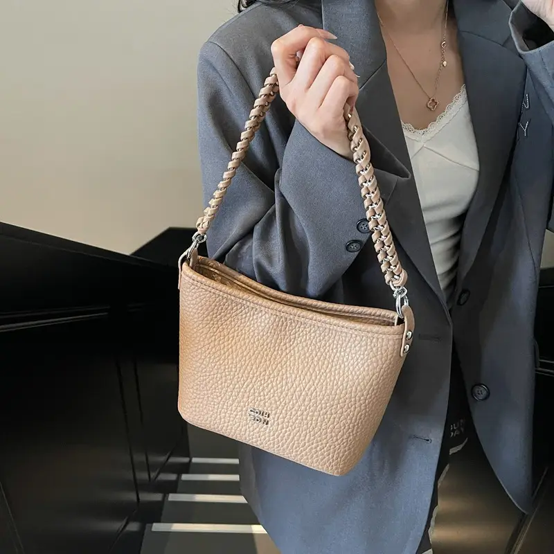 Vintage Bucket Bag Women's 2025 New Solid Color - Image 8
