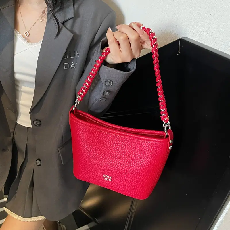 Vintage Bucket Bag Women's 2025 New Solid Color - Image 9