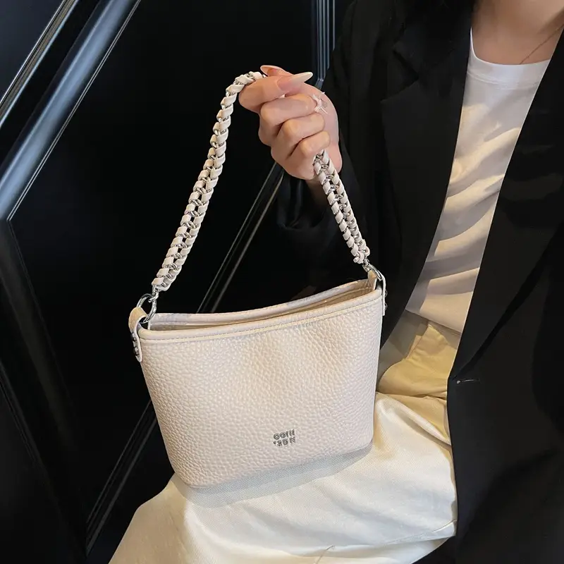 Vintage Bucket Bag Women's 2025 New Solid Color - Image 10