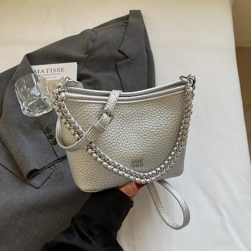 Vintage Bucket Bag Women's 2025 New Solid Color - Image 2