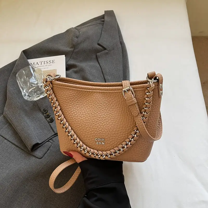 Vintage Bucket Bag Women's 2025 New Solid Color - Image 5