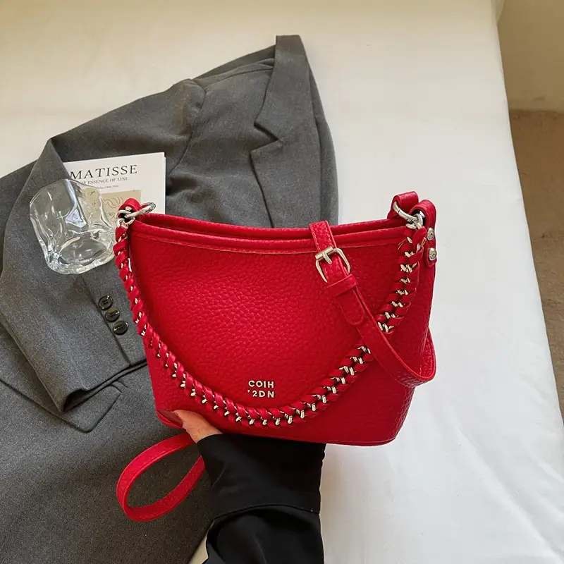 Vintage Bucket Bag Women's 2025 New Solid Color - Image 6