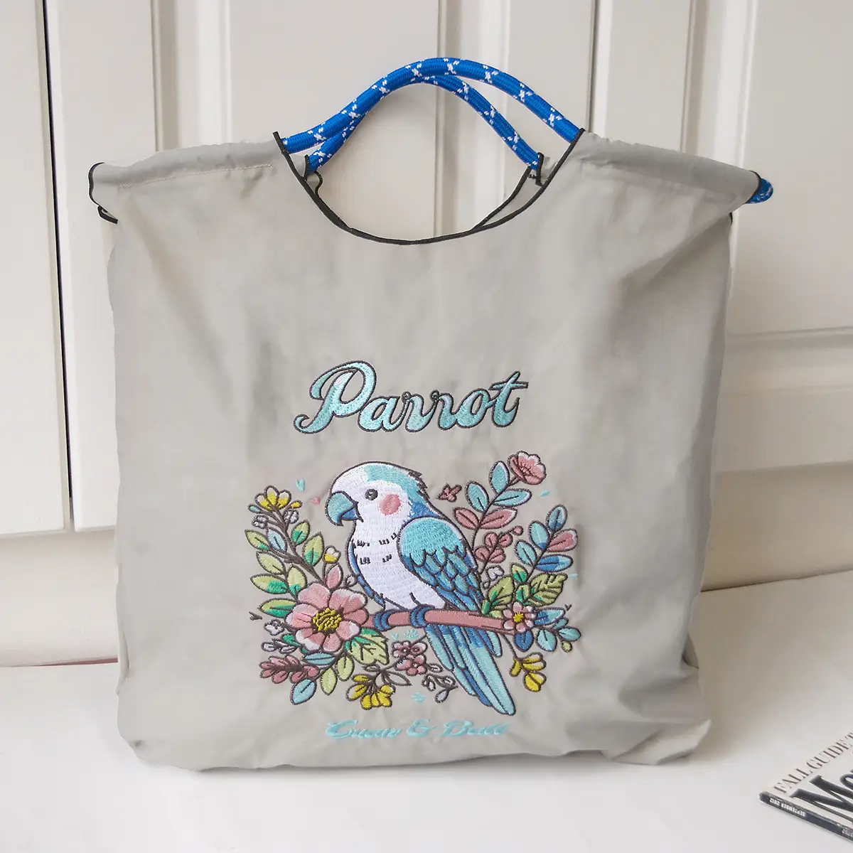 Cartoon Cat Embroidered Waterproof Nylon Tote Bag