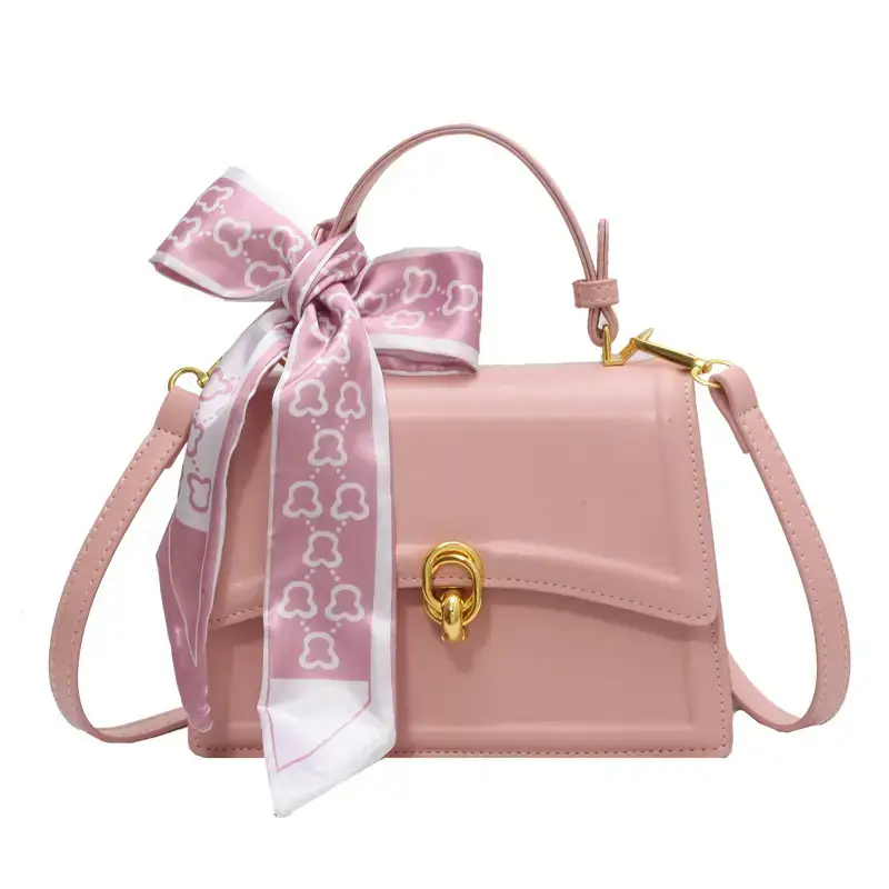 Women's White Square Shoulder Bag with Gold Clasp - Image 9