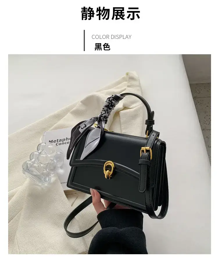 Women's White Square Shoulder Bag with Gold Clasp — feature 21