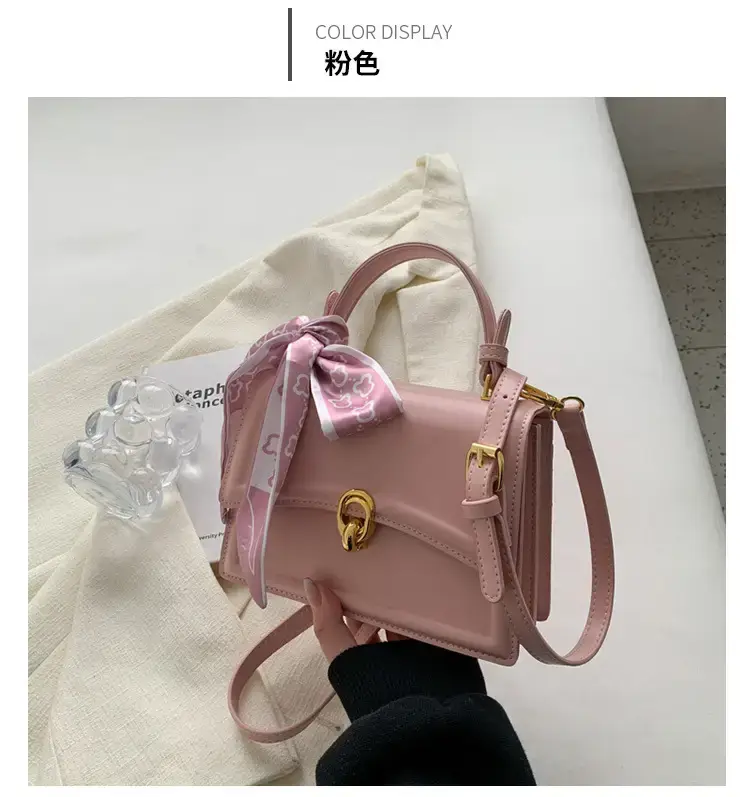 Women's White Square Shoulder Bag with Gold Clasp — feature 24