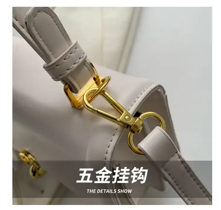 Women's White Square Shoulder Bag with Gold Clasp — feature 4