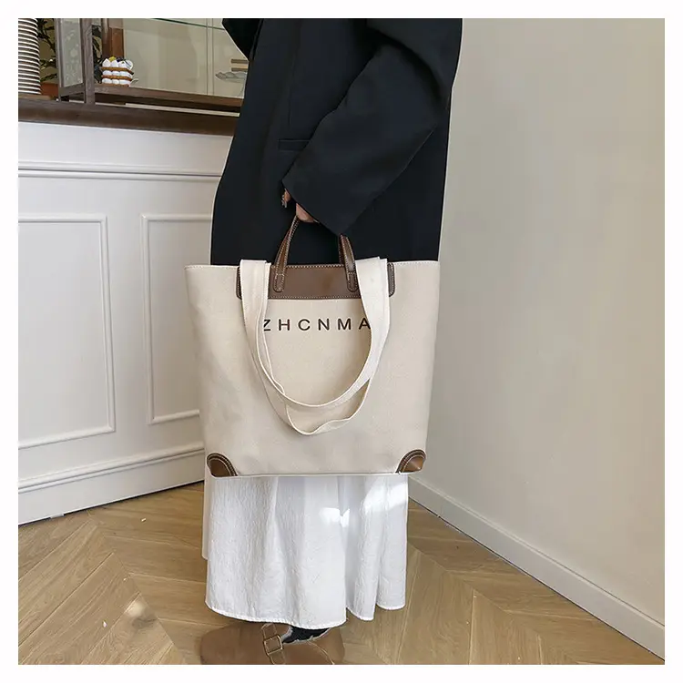 Korean Style Canvas Shoulder Bag Blue Brown 2025 — feature 12