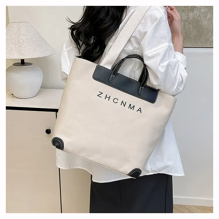 Korean Style Canvas Shoulder Bag Blue Brown 2025 — feature 13