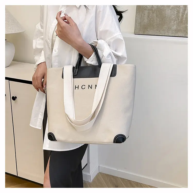 Korean Style Canvas Shoulder Bag Blue Brown 2025 — feature 17