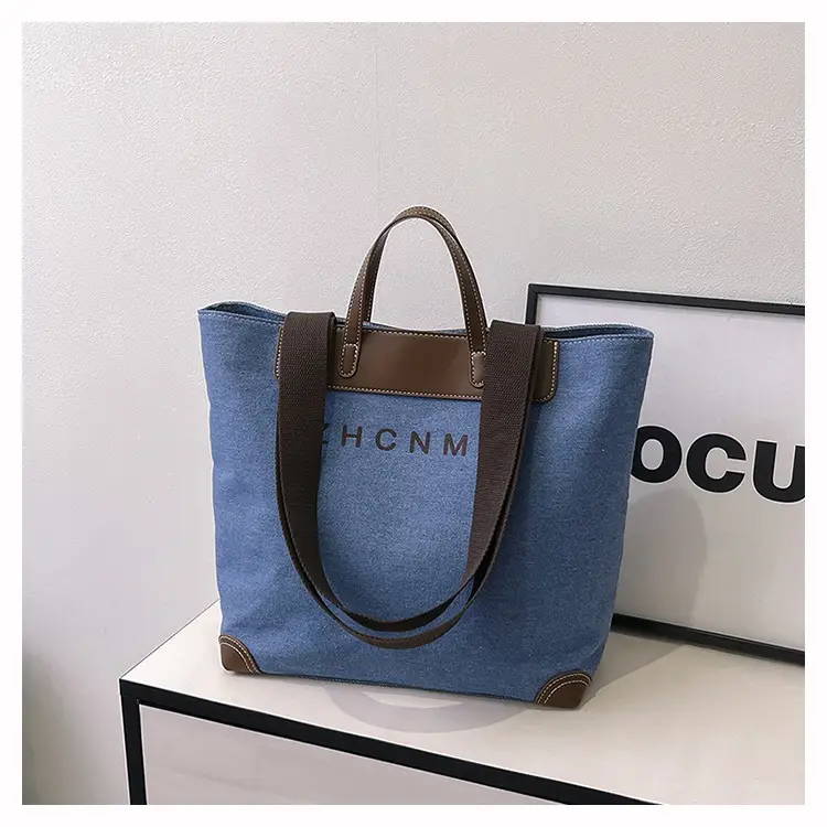 Korean Style Canvas Shoulder Bag Blue Brown 2025 — feature 20