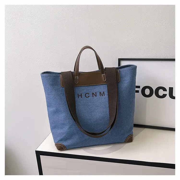 Korean Style Canvas Shoulder Bag Blue Brown 2025 — feature 21