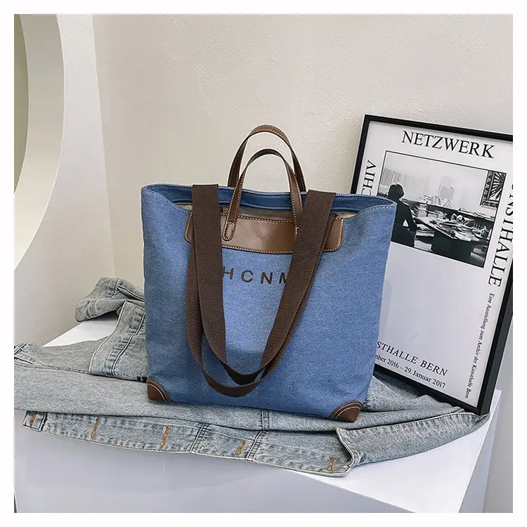 Korean Style Canvas Shoulder Bag Blue Brown 2025 — feature 25