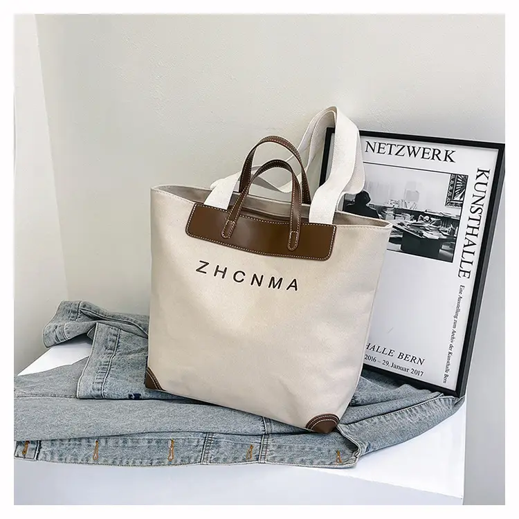 Korean Style Canvas Shoulder Bag Blue Brown 2025 — feature 26