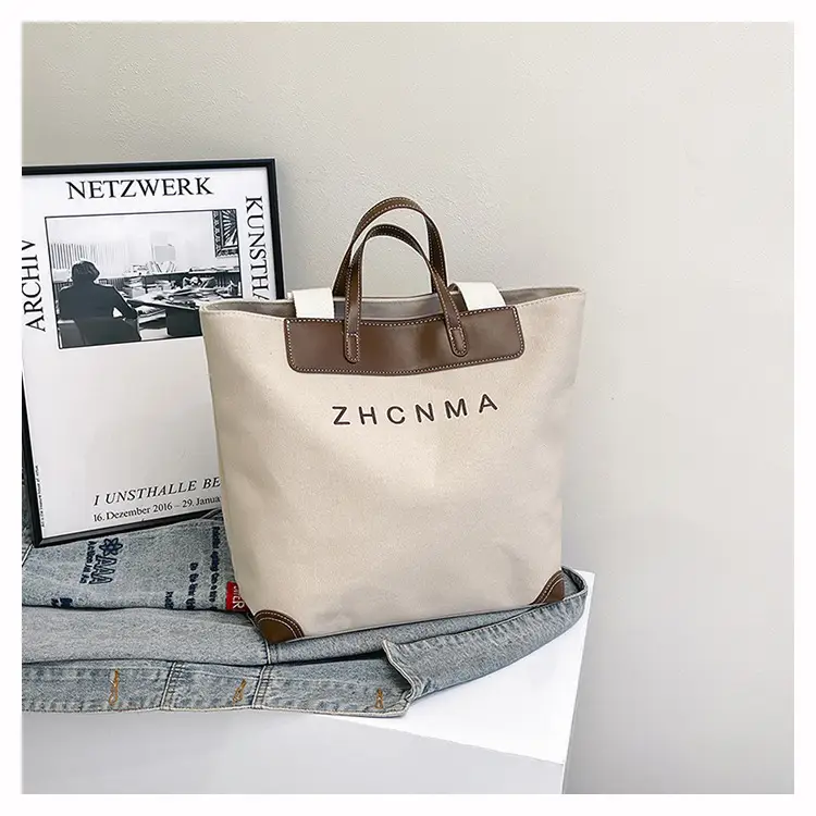 Korean Style Canvas Shoulder Bag Blue Brown 2025 — feature 27