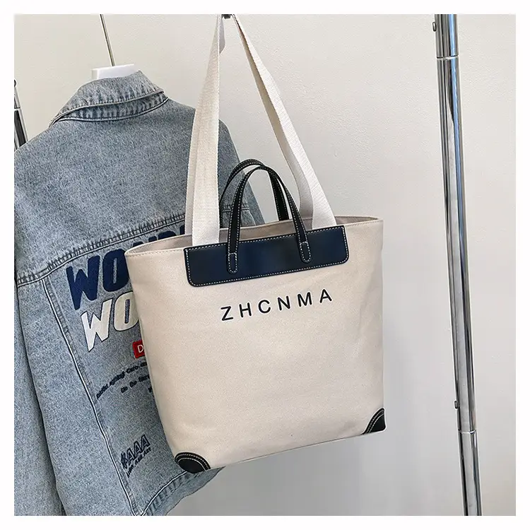Korean Style Canvas Shoulder Bag Blue Brown 2025 — feature 28