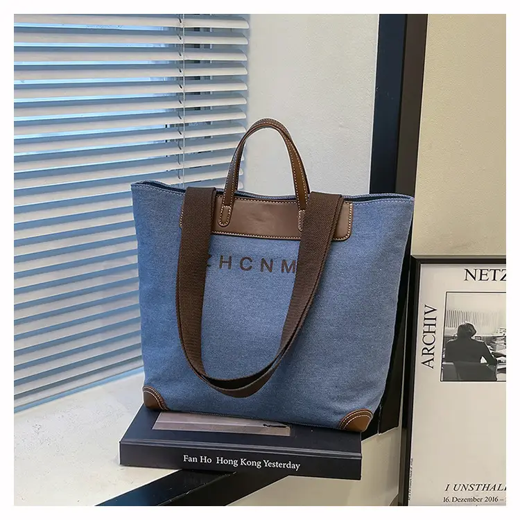 Korean Style Canvas Shoulder Bag Blue Brown 2025 — feature 31