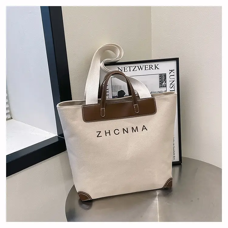 Korean Style Canvas Shoulder Bag Blue Brown 2025 — feature 35