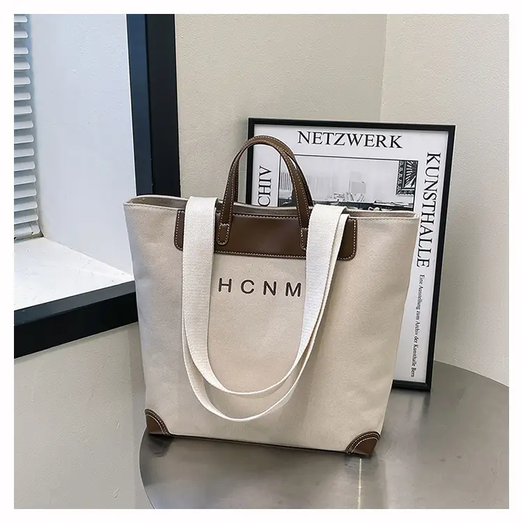 Korean Style Canvas Shoulder Bag Blue Brown 2025 — feature 36