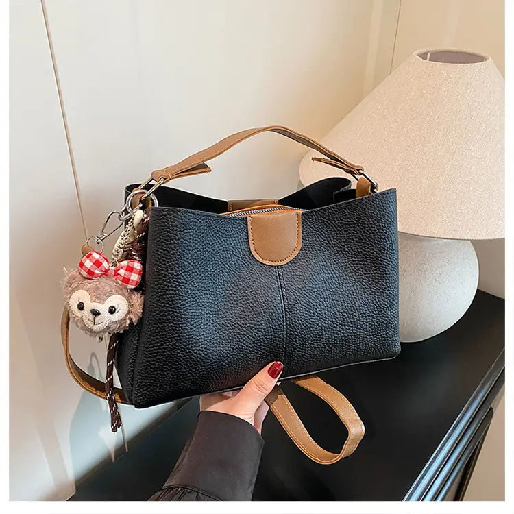 2025 Women's White Leather Shoulder Crossbody Bag with Cute Charm — feature 19