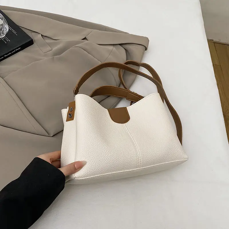 2025 Women's White Leather Shoulder Crossbody Bag with Cute Charm - Image 2